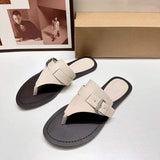 Stylish Anti-Slip PU Leather Flip Flops - Comfortable Non-Slip Beach Slides & Flat Sandals
