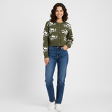 Women's Breathable Viscose/Polyester Christmas Sweater Single Breasted Button Front Cozy Long Sleeve Casual Winter Cardigan