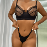 Hot Sexy Spicy Mesh Bra & Brief Set - Women’s Hot Lace Bra and Brief Set – Sexy 3D Embroidered Nightwear