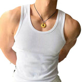 Men Ribbed Knit U Neck Tank Top Slim Fit Muscle Sleeveless Shirt Stretch Bodybuilding Gym Vest