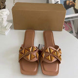 New Designer Babouche Femme Summer Sandals - Trendy Large Size Flat Casual Slippers for Women