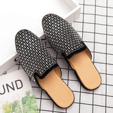 Golden Color Fashion Good Looking Men Mules Casual Shoes Low Heels Rhinestone Upper Men Half Shoes