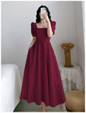 Elegant Sundress Solid Empire Waist Dress Slim-fit Midi Dress
