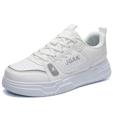 Synthetic Leather Sneakers with Thick Midsole & Ventilated Toe Design for All-Day Comfort Running Walking