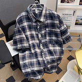 Men's Casual Retro Plaid Short Sleeve T-Shirt with Loose Fit, Breathable Lightweight Top
