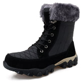 Warm Plush Calf Midi Boots Plus Size Waterproof Leather Snow Rain Windproof Hiking Boots for Men