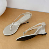 Luxury Unique Fashion Thong Mules Summer & Spring Wedge Chaussure Femme Women Heels