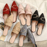 Chic Ladies Suede Moccasins Slippers, Outdoor Flat Loafer with Pointed Toe, New Mules Slide Footwear