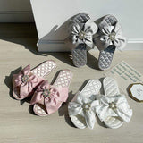 Elegant Silk Bow Sandals for Women - Party & Wedding Slippers