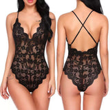 Women's Hot Sexy Floral Embroidered Bodysuit Transparent One Piece with Lace Decoration Cheap Size L