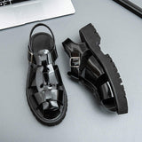 Classic Design Red Color Casual Sandals Shoes Comfortable Flat Men Shoes Summer Breathable Buckle Strap