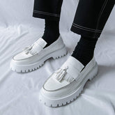 Thick Sole Height Increasing Durable Fashion Tassel Loafers Classic Design Round Toe Men Formal Dress Shoes