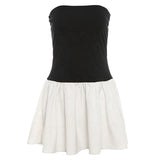 Contrasting Colors Dress Alluring Slim-fit Mini Dress Colorful Strapless Dress