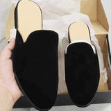Faux Suede Slippers Casual Summer Men Shoes Classic Half Loafers Lightweight Breathable Leisure Slip on