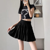 Sweet Women's Elastic Waist Tiered Cake Mini Skirt Casual White A-Line Flowy Ruffle Skirt for Summer