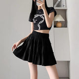 Sweet Women's Elastic Waist Tiered Cake Mini Skirt Casual White A-Line Flowy Ruffle Skirt for Summer