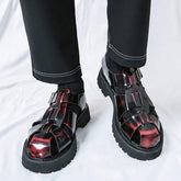 Classic Design Red Color Casual Sandals Shoes Comfortable Flat Men Shoes Summer Breathable Buckle Strap