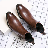 Winter Ankle Chelsea PU Leather Boots Summer Winter Usable Pointed Toe Men Snow Boots