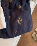 Summer Old Money Style Embroidered Sleeveless Top, Women V-Neck Loose Versatile Elegant Vest Tank Top