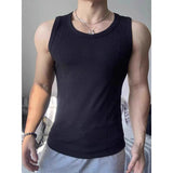 Ribbed Knit U Neck Tank Top Slim Fit Muscle Sleeveless Shirt Stretch Bodybuilding Gym Vest