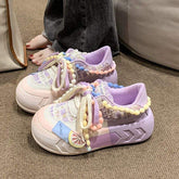 Pearl Round Toe Spring Comfortable Jogging Vulcanized Tenis Mujer Walking Shoes White Sneakers for Women