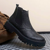 High Cut Round Toe Fashion Genuine Leather Ankle Boots Office Elegant Comfortable Cowhide Pure Leather Men Dress Shoes