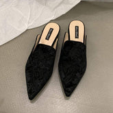Chic Ladies Outdoor Flat Loafer Mules Slides - Pointed Toe Comfort Slippers Footwear