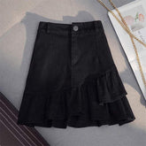 Women High Waist Lace Hem Mini Skirt Solid Color Textured a Line Short Skirt Casual Sweet Girls Mini Skirts With Lace Trim