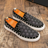 Men Casual Dress Shoes Loafers Comfortable Lightweight Rivet Upper Durable Good Looking Fashion Men Slip on