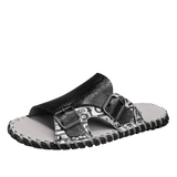 Fashion Design Hard Wearing Full Grain Genuine Leather Upper Handmade Men Slide Slippers Home Sandals