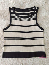 Fashion Stripe Spring Summer Top Camisole Shirt All-Match Upper Garment Waistcoat Soft Short Knitted Unisex Woman Man Vest