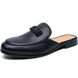 Summer Men Half Shoes Casual Slip on Backless Loafers With Bowknot Durable Comfortable Men Mules