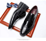 Men Premium Calfskin Brogue Dress Shoes Genuine Leather Wingtip Oxfords Executive Business Formal Footwear