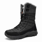 Hot Selling Products Winter Warm Cotton Plush Waterproof Leather Calf Boots Plus Size Snow Rain Windproof Men Hiking Boots
