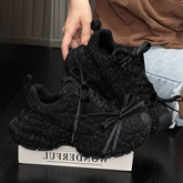 Female Sparkling Sneakers Chunky Sole Shoes Casual Footwear with Rhinestone Glitter Platform Sneakers for Women