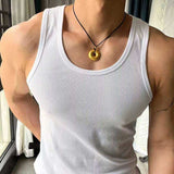 Men Ribbed Knit U Neck Tank Top Slim Fit Muscle Sleeveless Shirt Stretch Bodybuilding Gym Vest