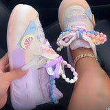 Pearl Round Toe Spring Comfortable Jogging Vulcanized Tenis Mujer Walking Shoes White Sneakers for Women