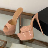 Nude Sandalia Con Plataformas New Arrival Peep Toe Cute Female Stiletto Platform Heels for Women