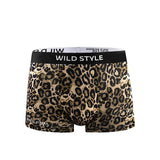 Leopard Print Men Boxer Briefs Soft Silky Elastic Waist Fashion Pattern Mens Underwear Casual Comfort Boxer Shorts