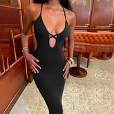 Backless Cami Dress Classic Hip Wrap Dress Slim-fit Sheath Dress