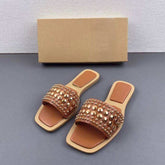 Elegant Gold Diamond Women's Flat Sandals - New Design from Top Chinese Shoe Vendor
