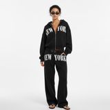 Winter Knitting Tracksuit Set Oversized Zip Hoodie Straight Leg Pants Women Casual Eco-Friendly Breathable