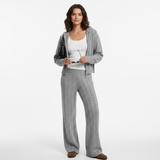 Winter Eco-Friendly 100% Polyester Solid Color Crocheted Set Loose Hoodie Full-Length Wide Leg Pants Casual Two Piece