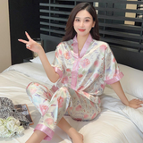 Luxury Satin Floral Print Pajama Set-NO SKU