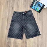 2024 Summer Men's Casual Denim Shorts New Arrival American Loose Straight-Leg Ripped Mid-Waist Half-Length Pants