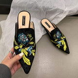 Chic Ladies Outdoor Flat Loafer Mules Slides - Pointed Toe Comfort Slippers Footwear