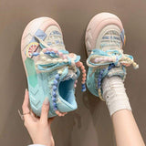 Pearl Round Toe Spring Comfortable Jogging Vulcanized Tenis Mujer Walking Shoes White Sneakers for Women
