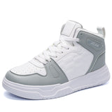 Men's Leather High-Top Sneakers with Shock-Absorbing Sole All-Day Comfort Design for Urban Outdoor Activities