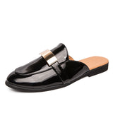 Patent Leather Half Shoes Backless Fashion Summer Slippers Comfortable Summer Men Casual Shoes