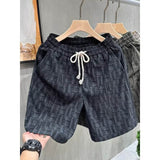 Men's Textured Plaid Casual Shorts with Elastic Waist, Drawstring and Relaxed Fit, Loose Fit Casual Drawstring Plaid Shorts